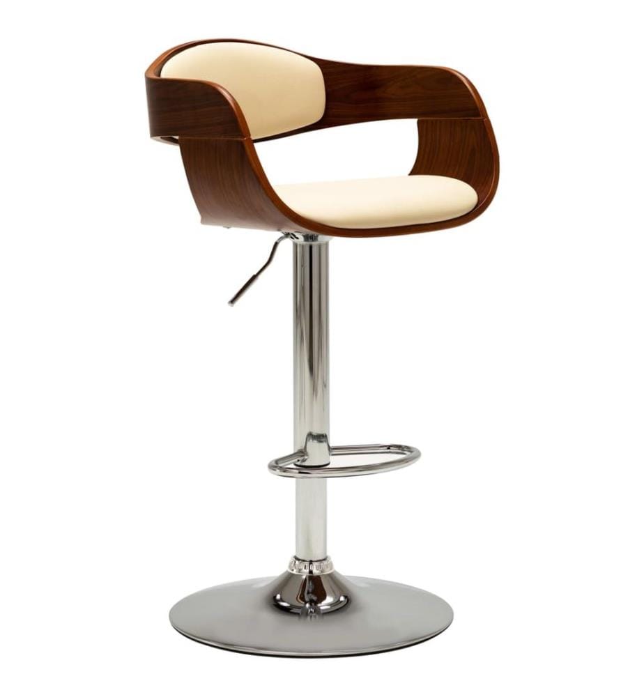 Barhocker 2 Stk. Creme Bugholz und Kunstleder