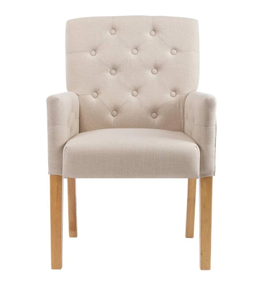 Esszimmersessel mit Armlehnen 2 Stk. Beige Stoff