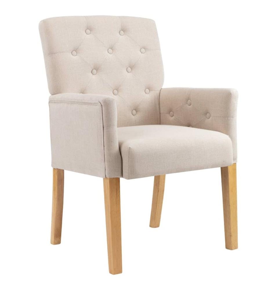 Esszimmersessel mit Armlehnen 2 Stk. Beige Stoff