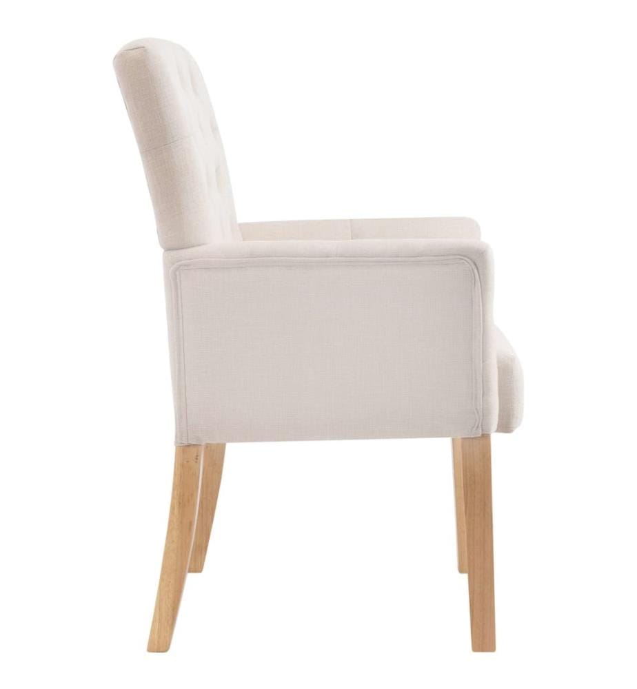 Esszimmersessel mit Armlehnen 2 Stk. Beige Stoff