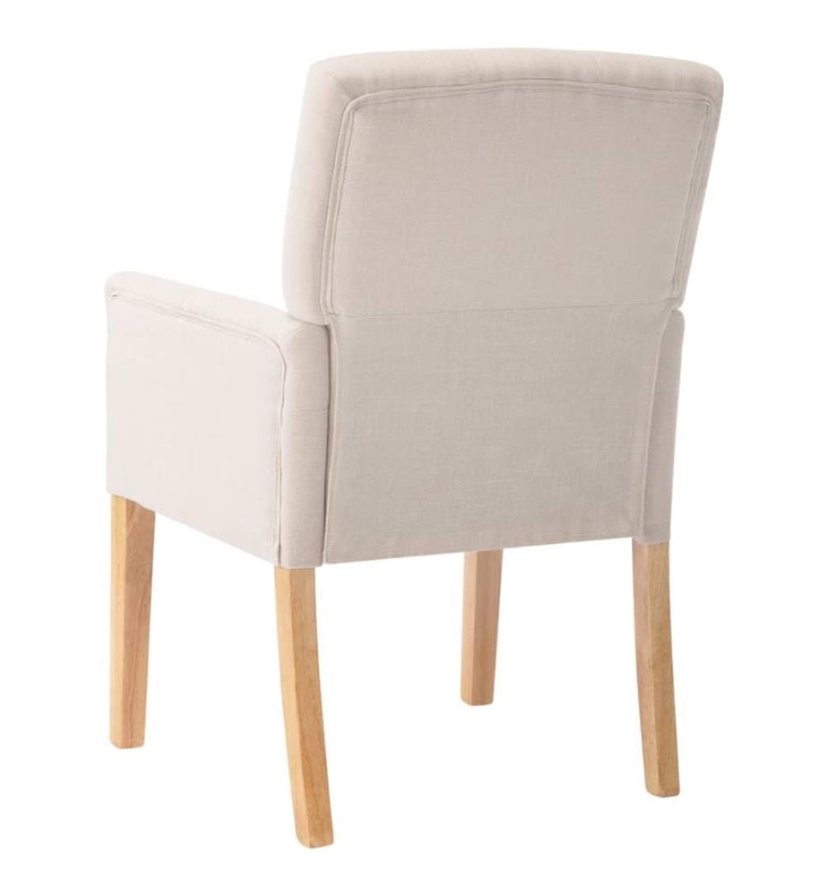 Esszimmersessel mit Armlehnen 2 Stk. Beige Stoff