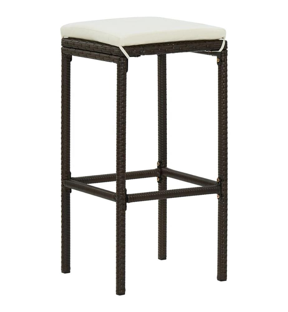 Barhocker mit Kissen 2 Stk. Braun Poly Rattan