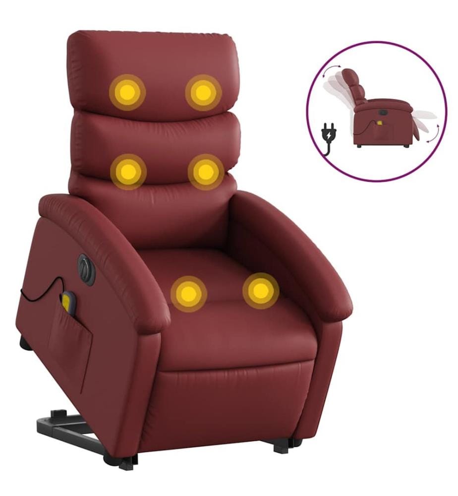 Fauteuil inclinable de massage électrique rouge bordeaux