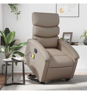 Massagesessel mit Aufstehhilfe Elektrisch Cappuccino Kunstleder