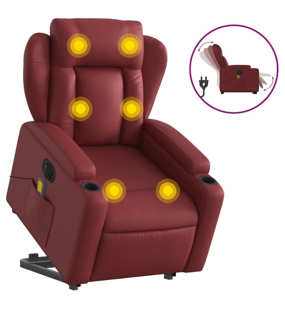 Fauteuil inclinable de massage électrique rouge bordeaux