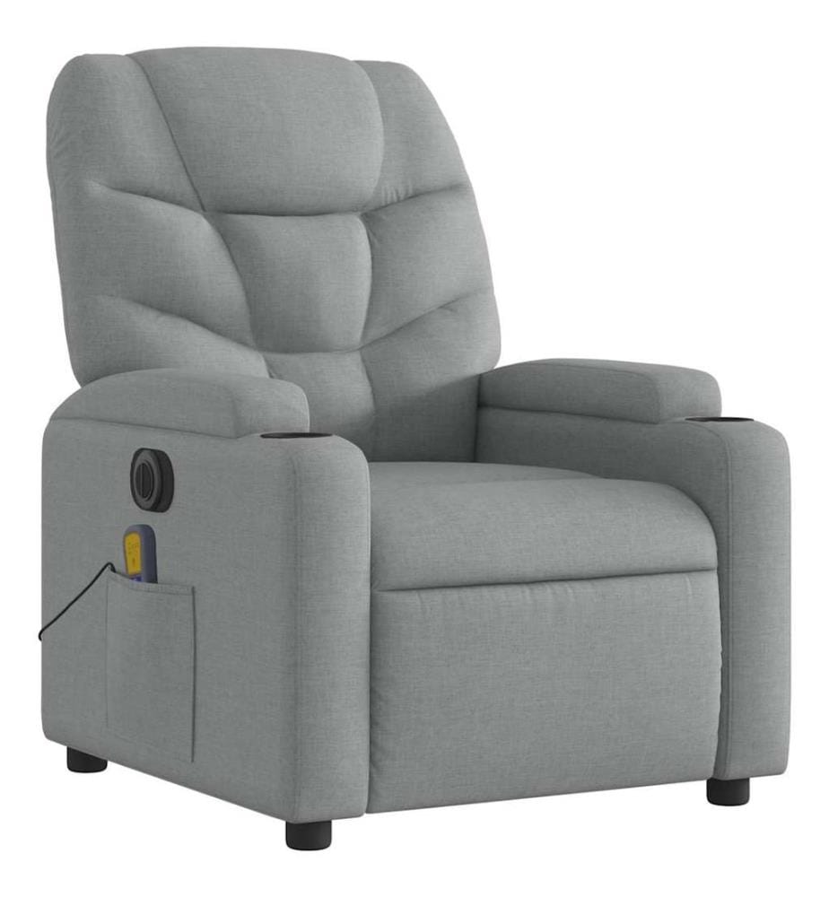 Massagesessel Elektrisch Hellgrau Stoff