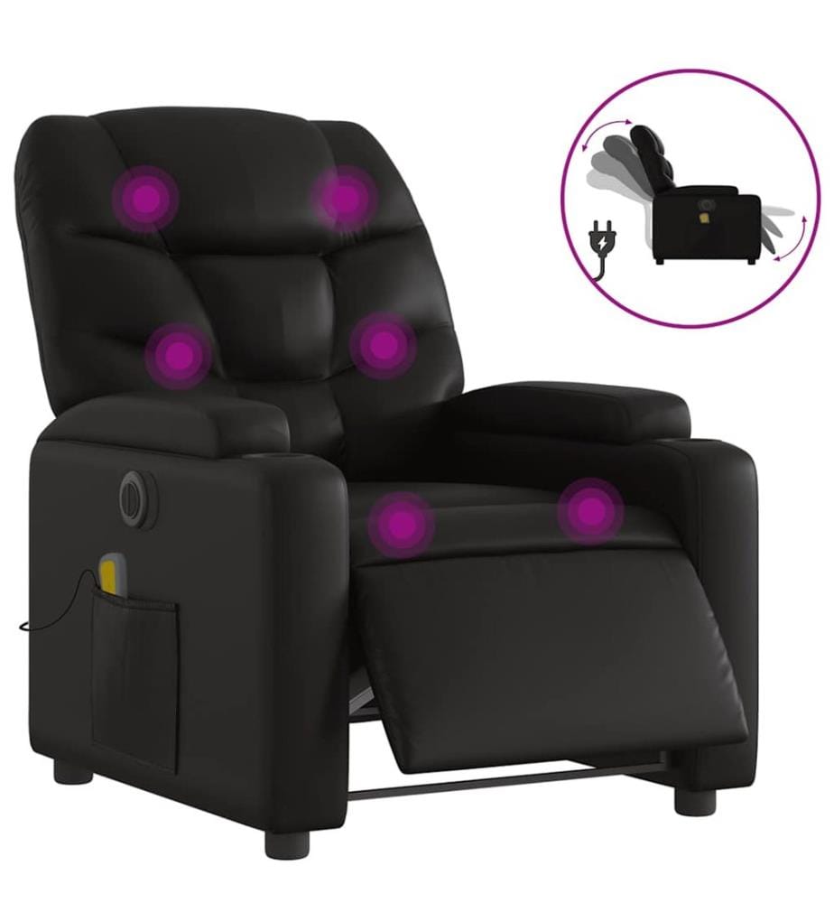 Massagesessel Elektrisch Schwarz Kunstleder