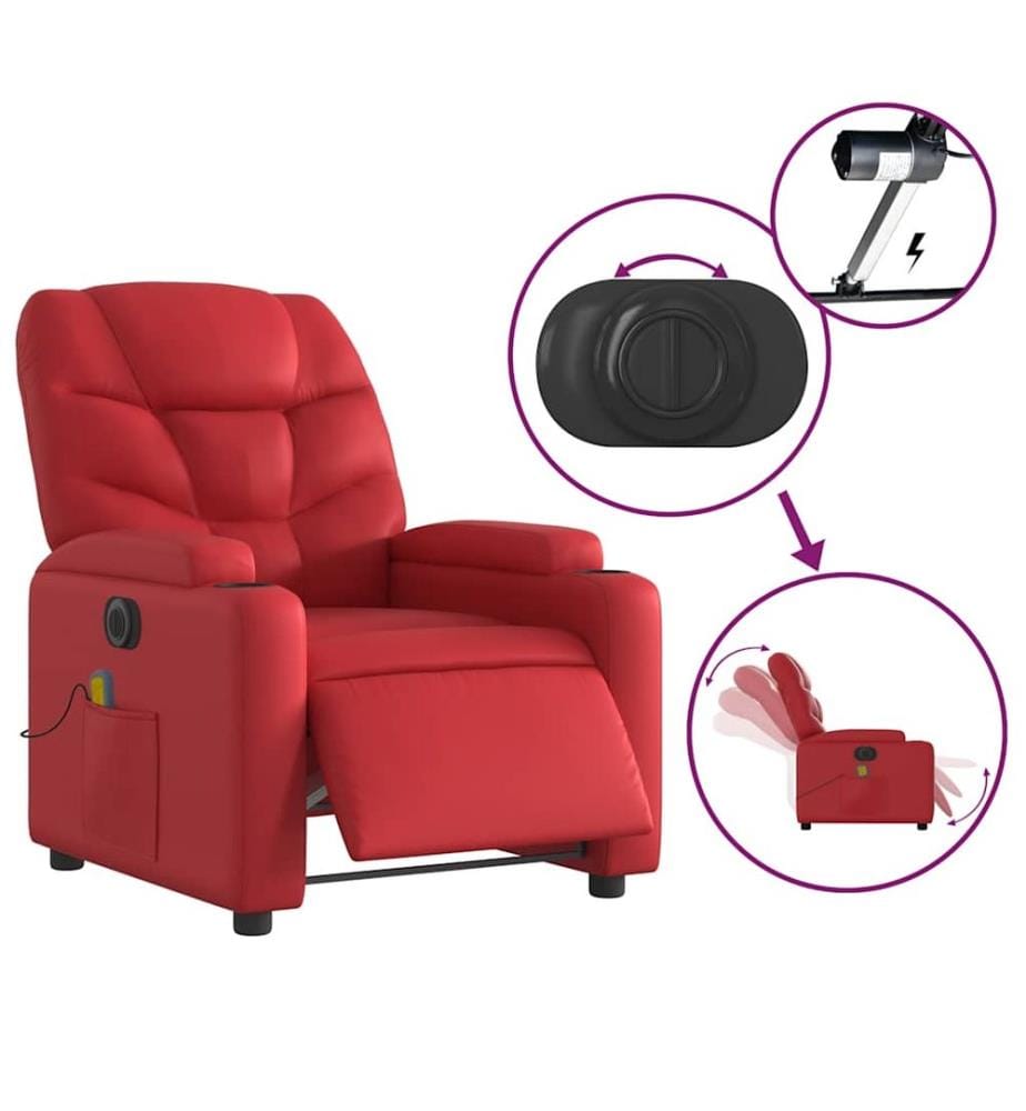 Massagesessel Elektrisch Rot Kunstleder