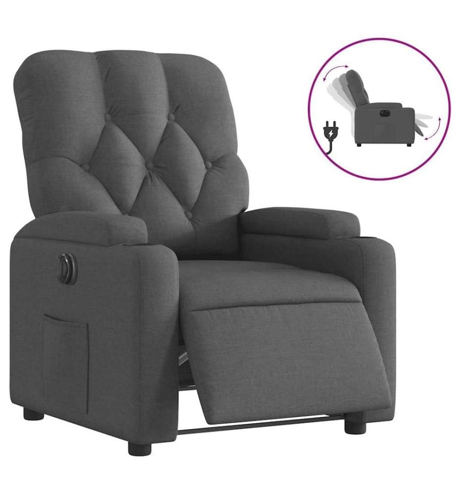 Relaxsessel Elektrisch Dunkelgrau Stoff