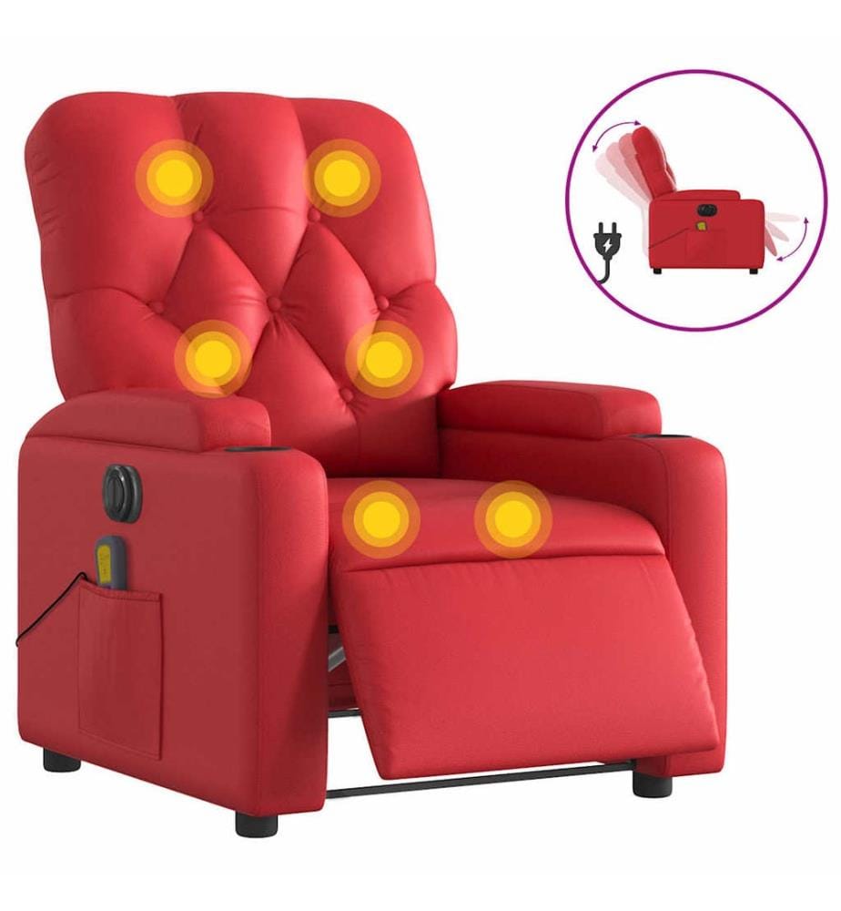 Massagesessel Elektrisch Rot Kunstleder