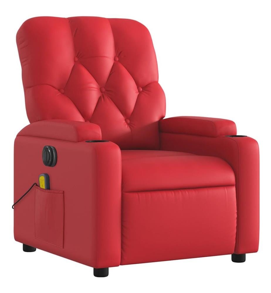 Massagesessel Elektrisch Rot Kunstleder