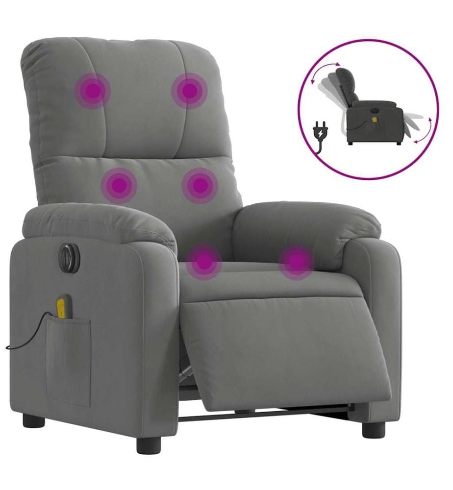 Massagesessel Elektrisch Dunkelgrau Mikrofasergewebe