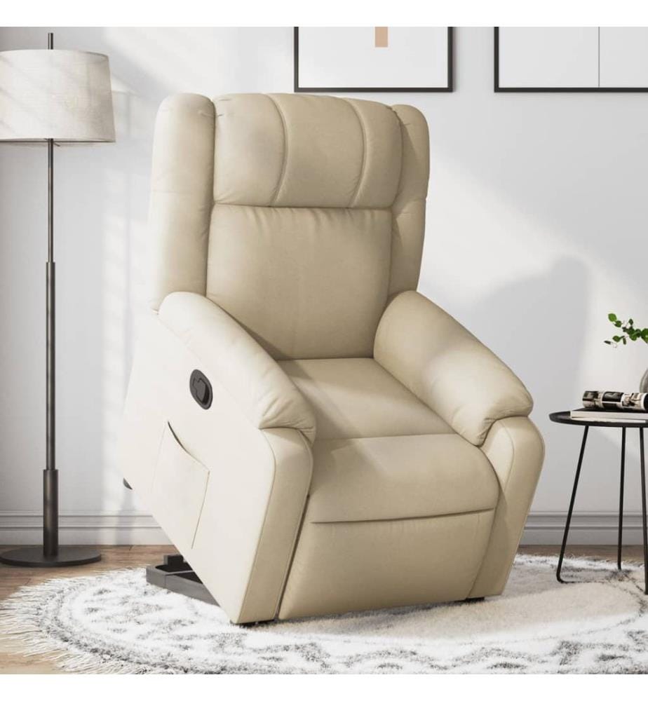 Relaxsessel mit Aufstehhilfe Creme Stoff