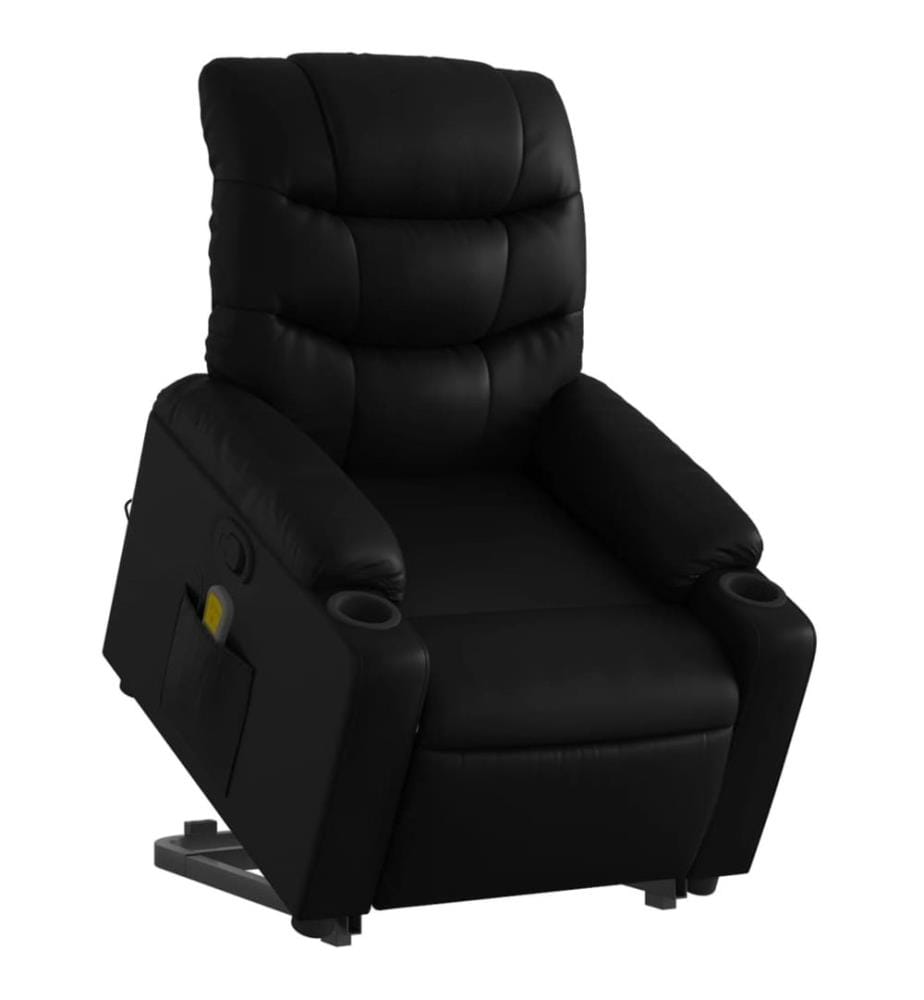 Massagesessel mit Aufstehhilfe Schwarz Kunstleder