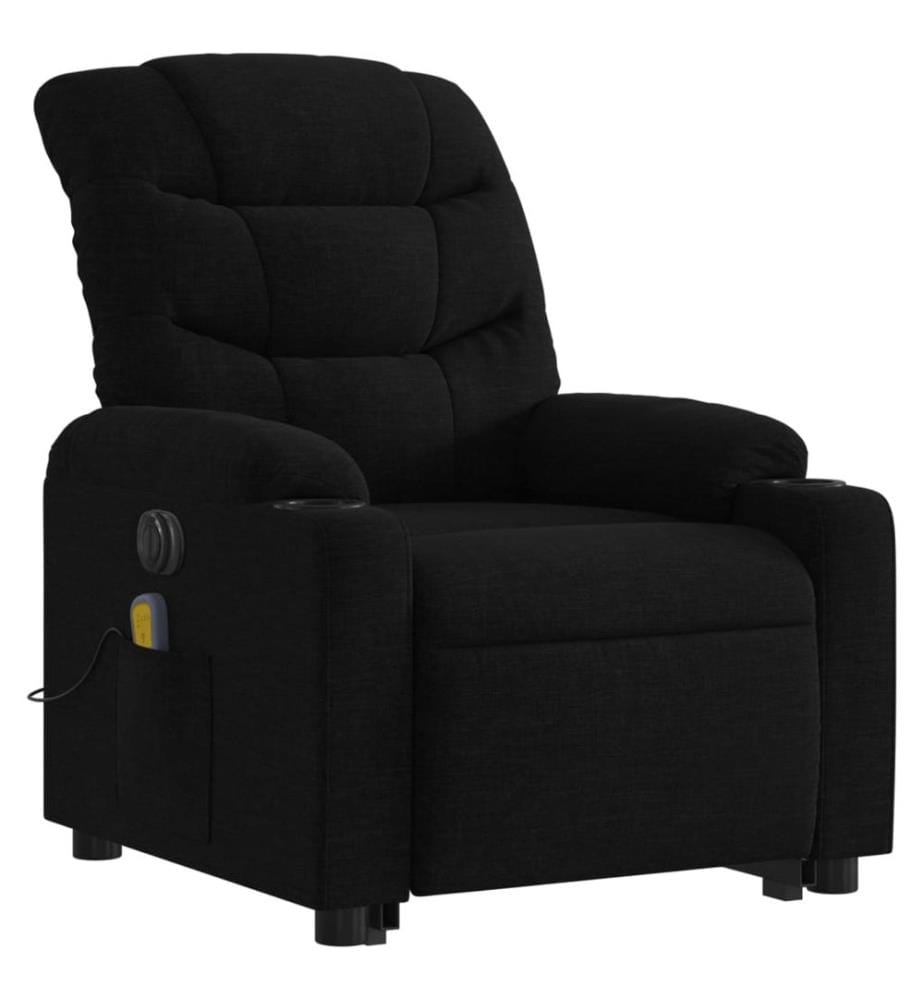 Elektrischer Massagesessel mit Aufstehhilfe Schwarz Stoff