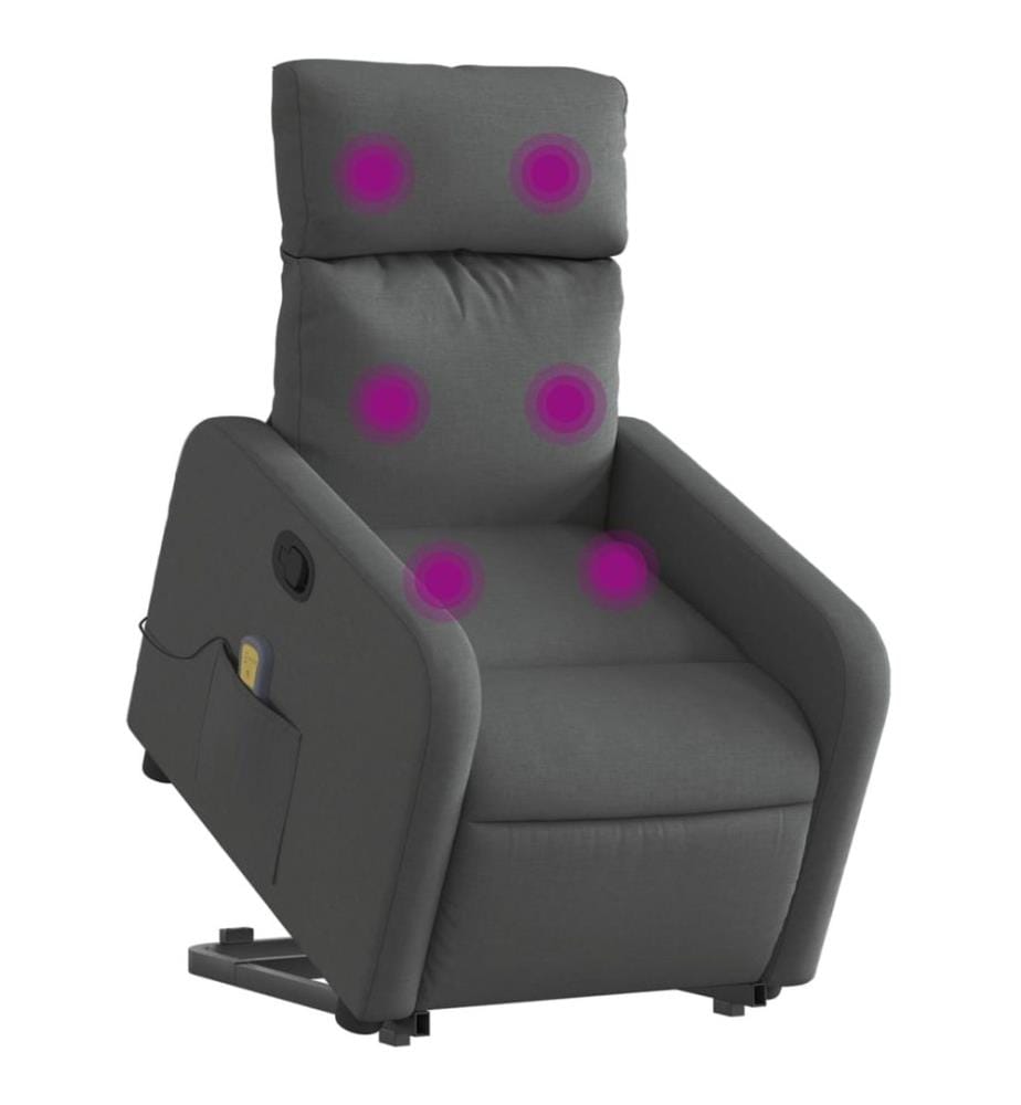 Massagesessel mit Aufstehhilfe Dunkelgrau Stoff