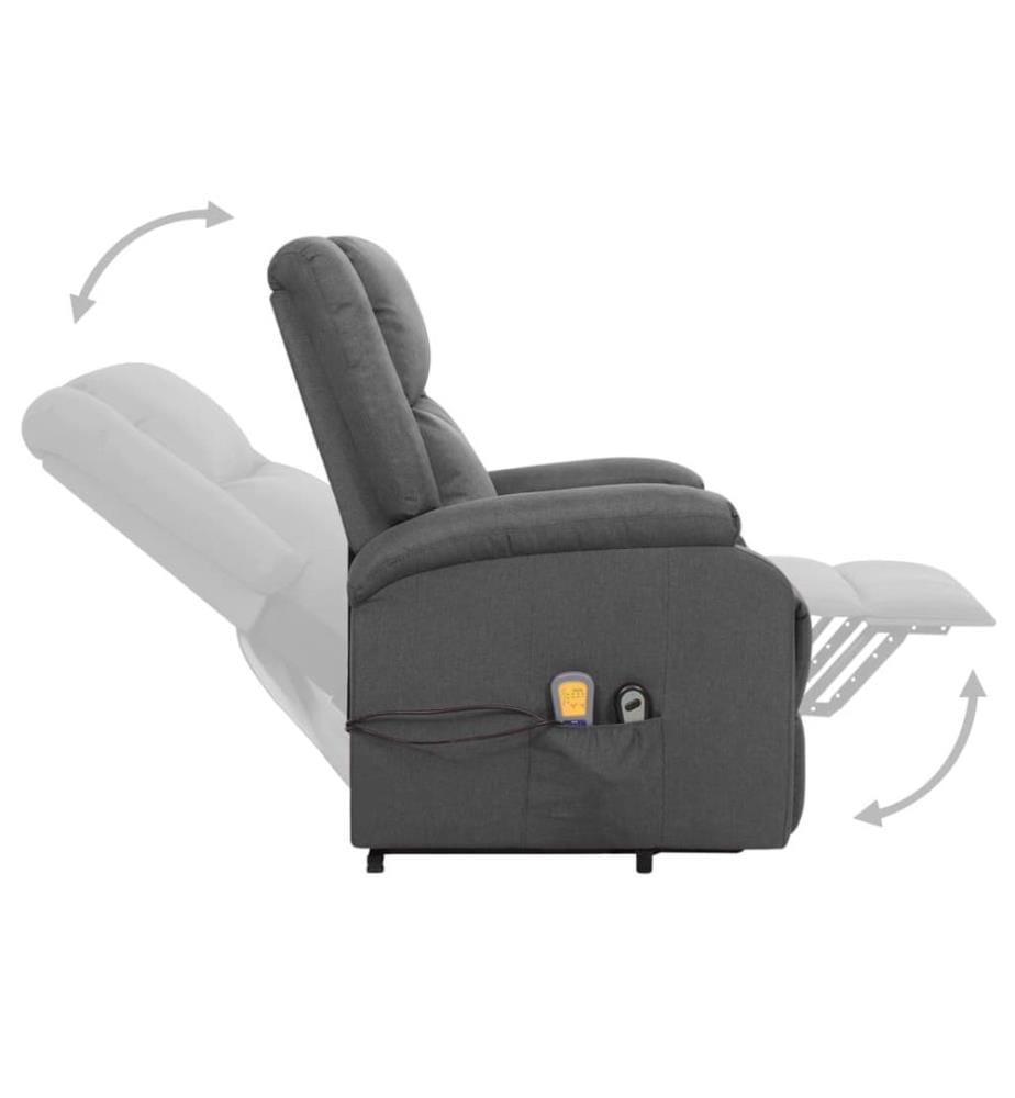 Massagesessel mit Aufstehhilfe Dunkelgrau Stoff