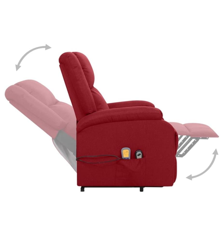 Massagesessel mit Aufstehhilfe Weinrot Stoff