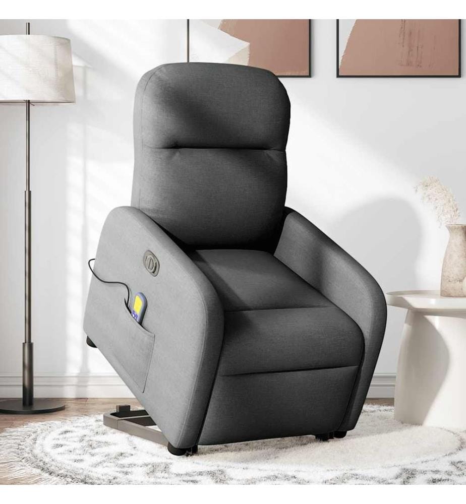 Elektrischer Massagesessel mit Aufstehhilfe Dunkelgrau Stoff