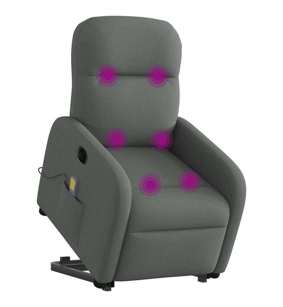 Elektrischer Massagesessel mit Aufstehhilfe Dunkelgrau Stoff
