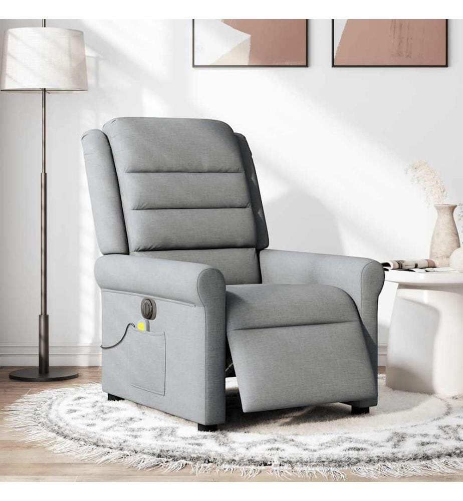 Massagesessel Elektrisch Hellgrau Stoff