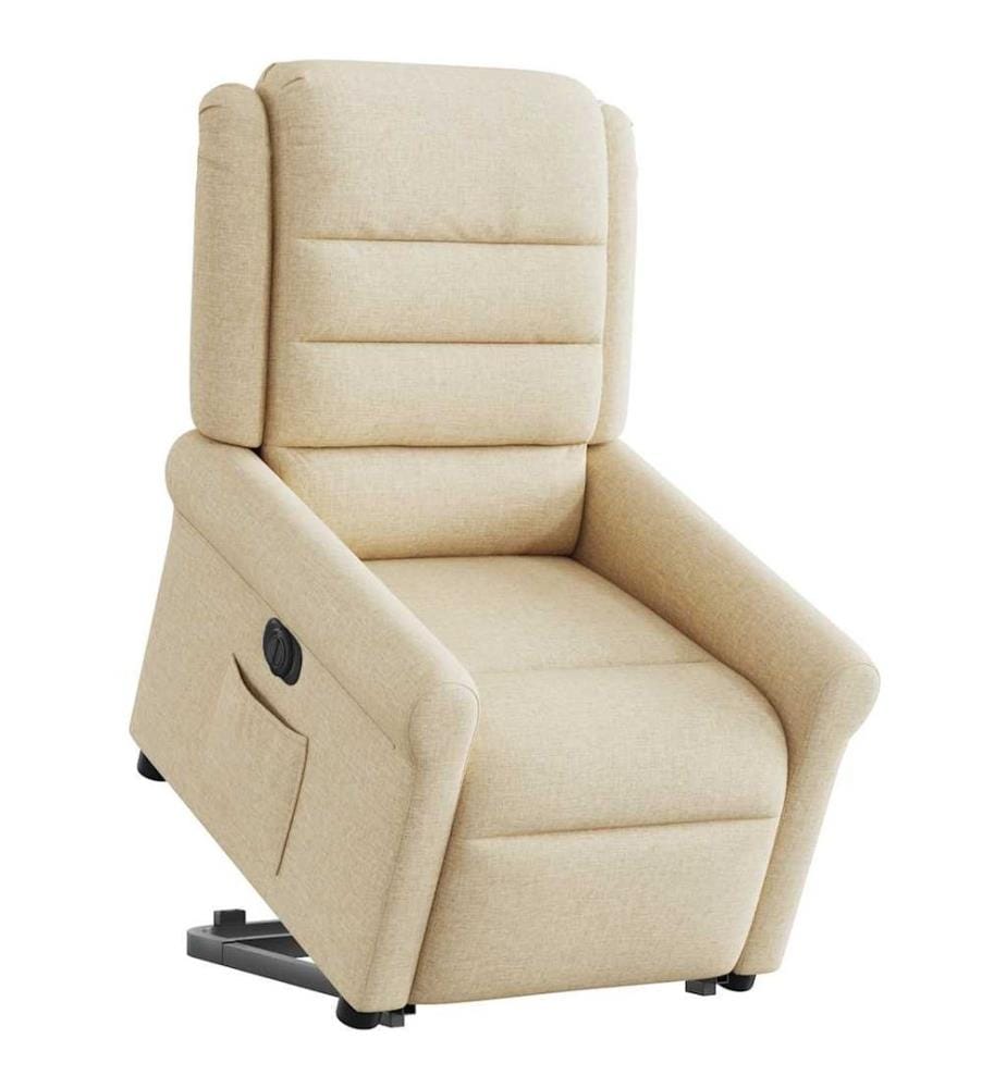 Relaxsessel mit Aufstehhilfe Elektrisch Creme Stoff