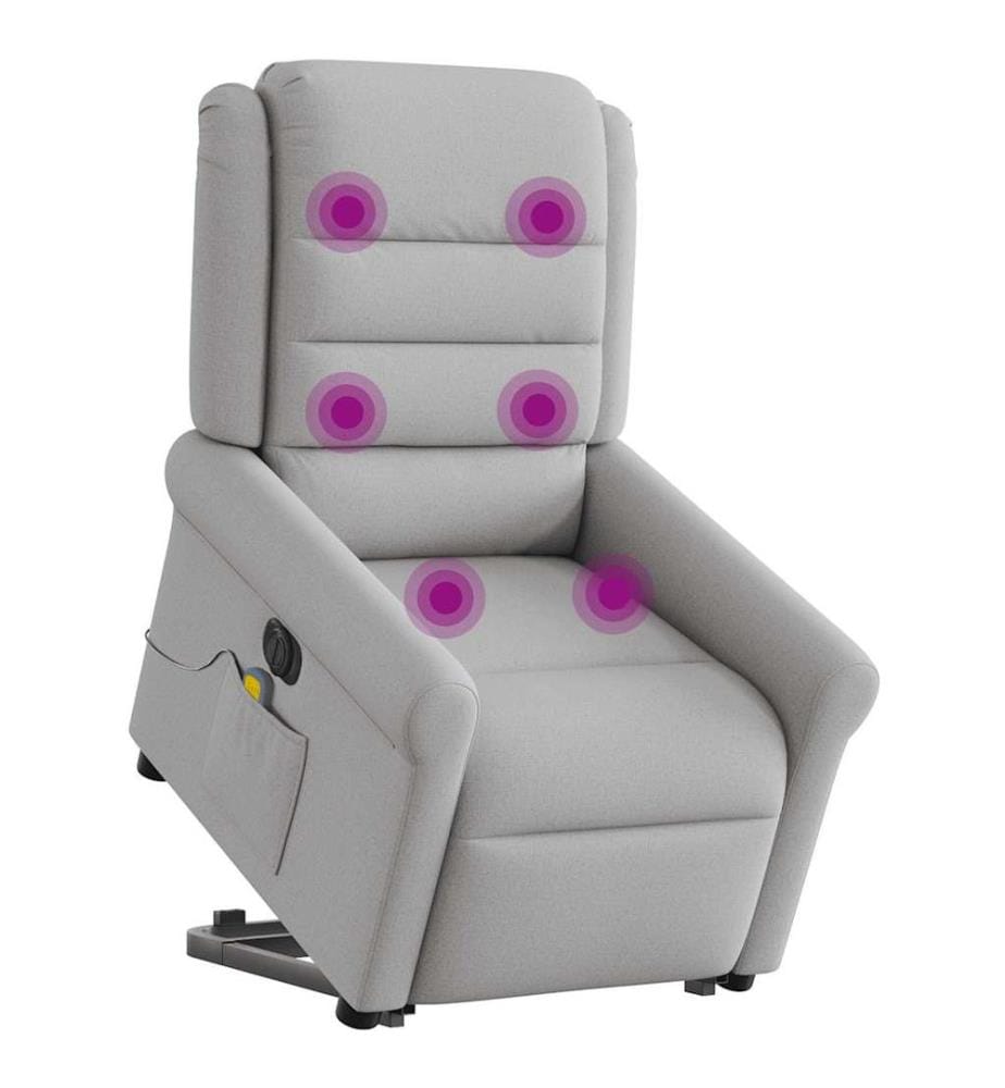 Fauteuil inclinable de massage électrique gris nuage tissu