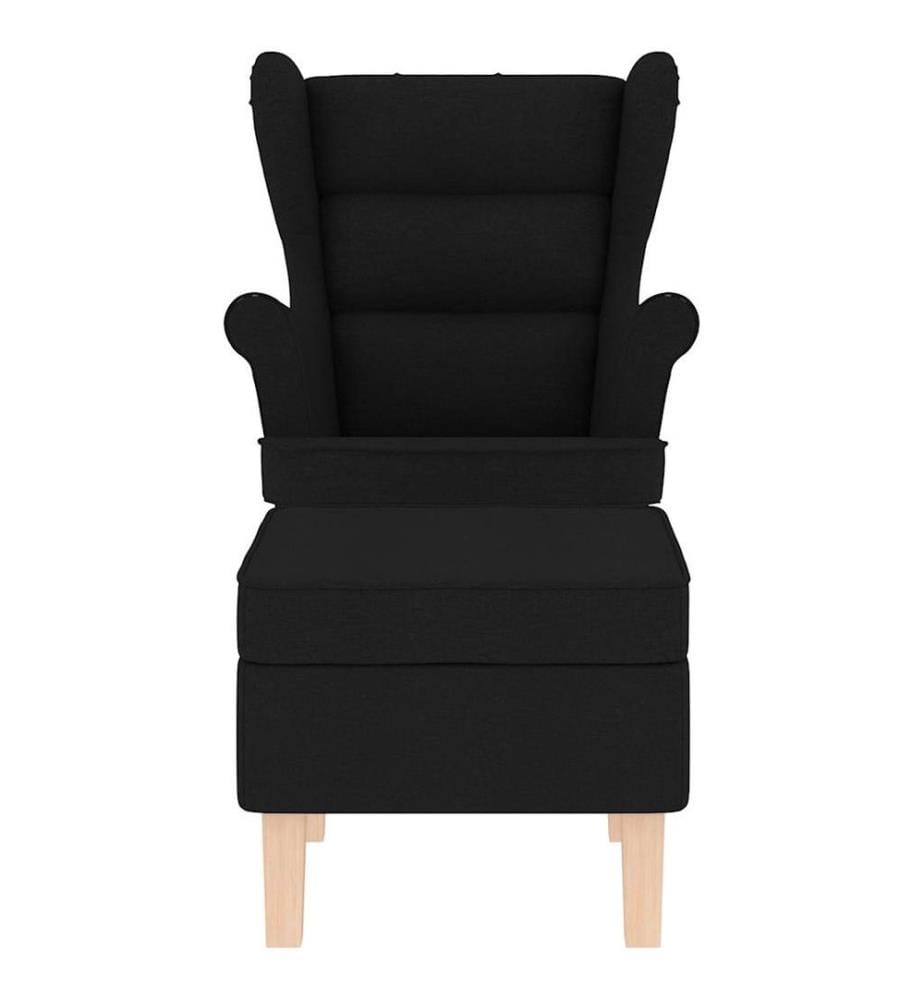 Chaise à bascule avec repose-pied Noir Tissu