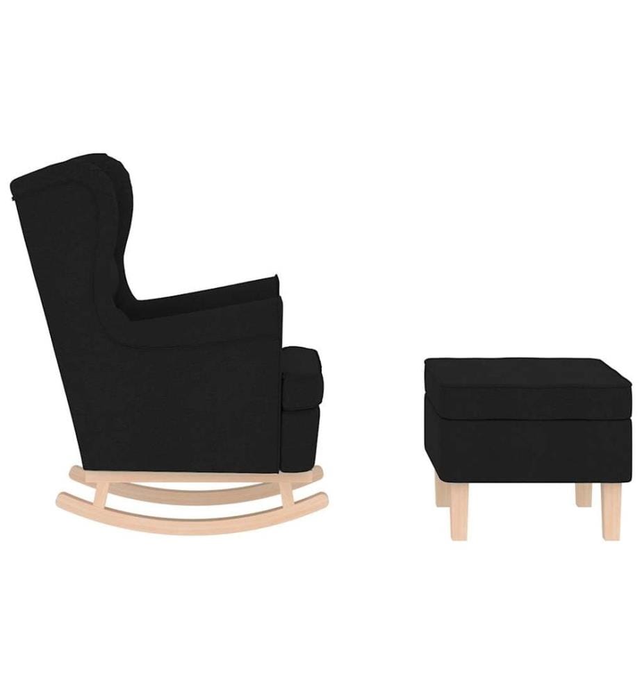 Chaise à bascule avec repose-pied Noir Tissu