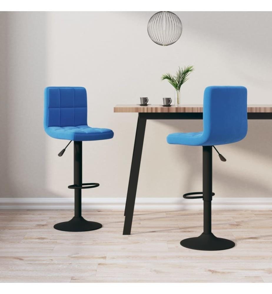 Barhocker 2 Stk. Blau Samt