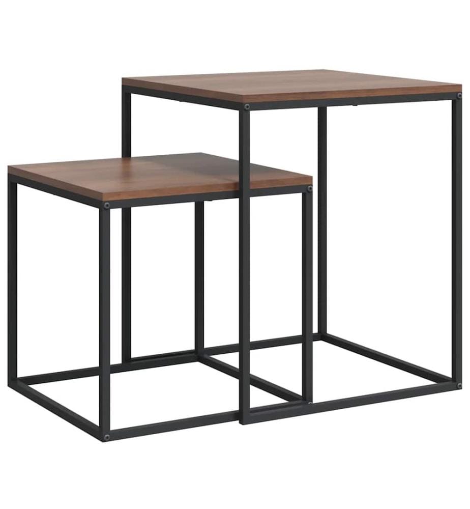 Ensemble de table basse 2 pcs Bois d'ingénierie et métal