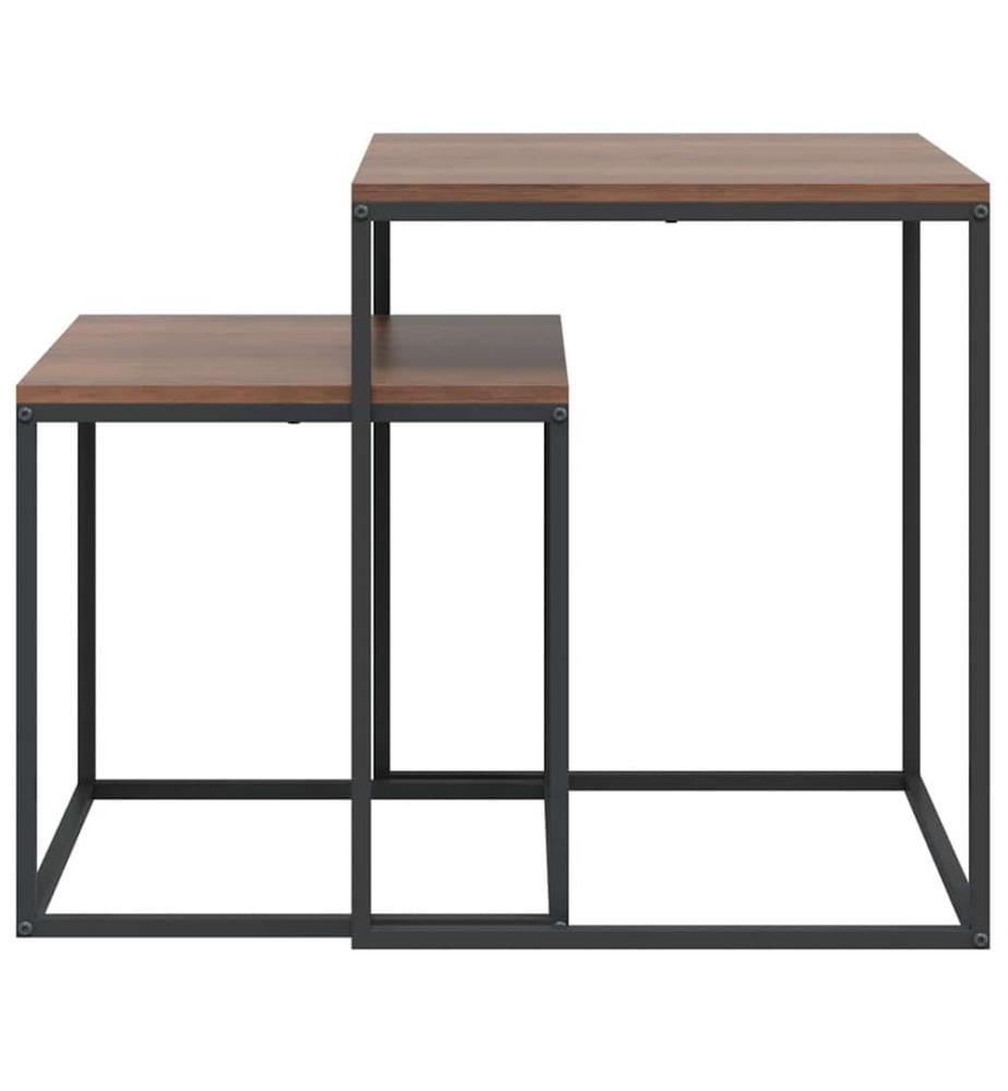 Ensemble de table basse 2 pcs Bois d'ingénierie et métal