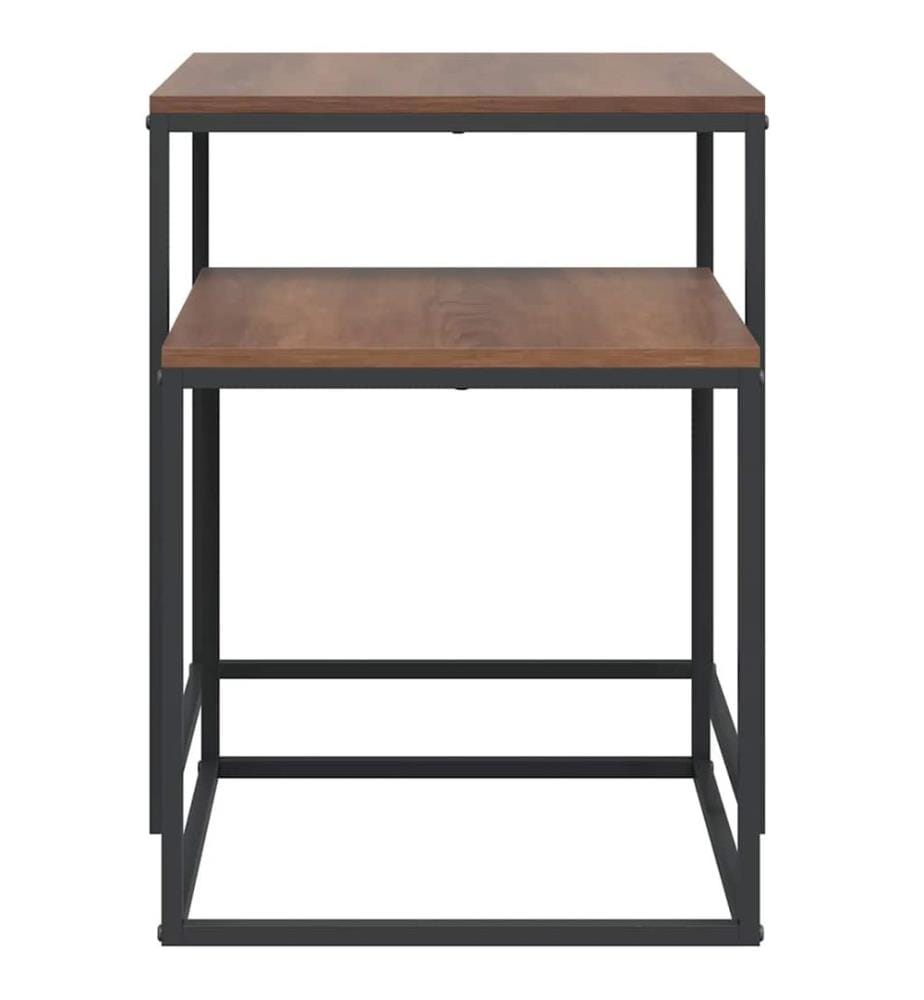 Ensemble de table basse 2 pcs Bois d'ingénierie et métal