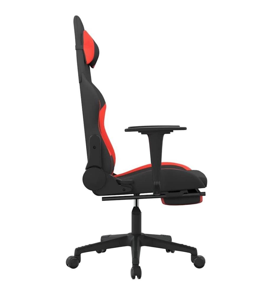 Gaming-Stuhl mit Massage & Fussstütze Schwarz und Rot Stoff