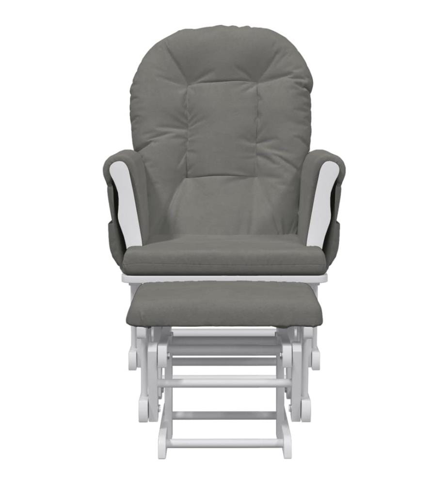 Schaukelsessel mit Hocker Gleitend Dunkelgrau Stoff