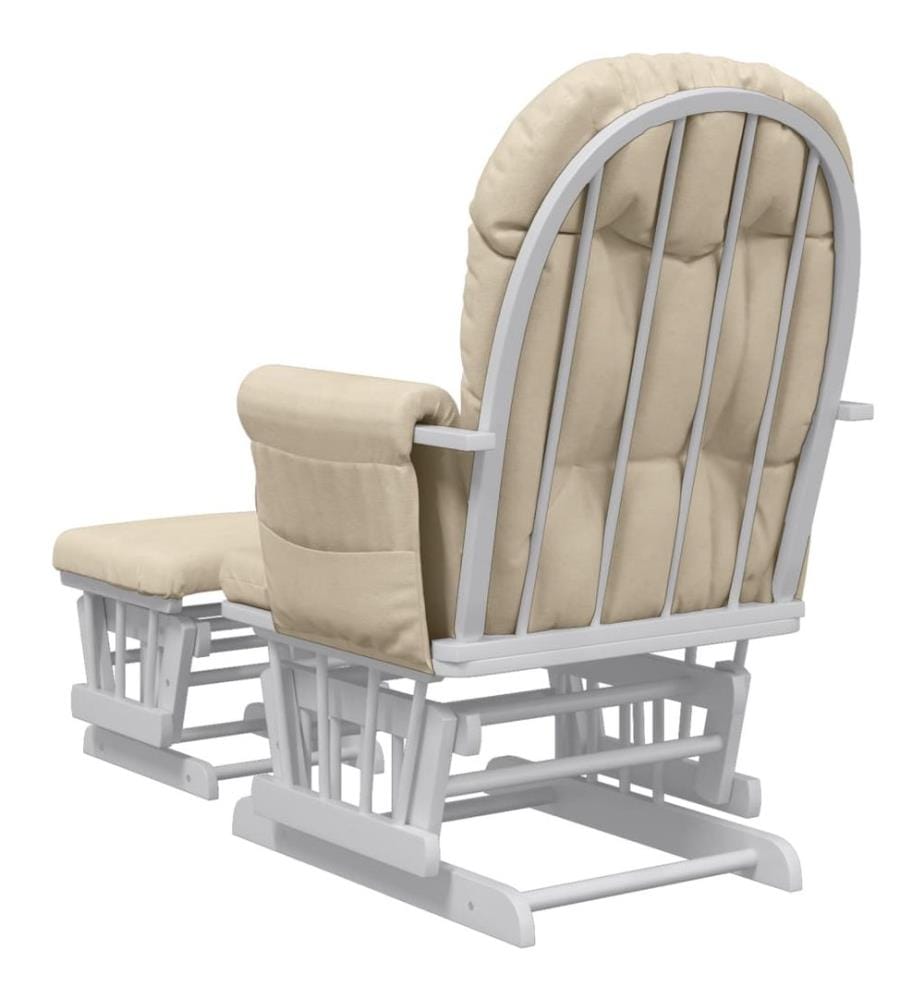 Schaukelsessel mit Hocker Gleitend Cremeweiss Stoff