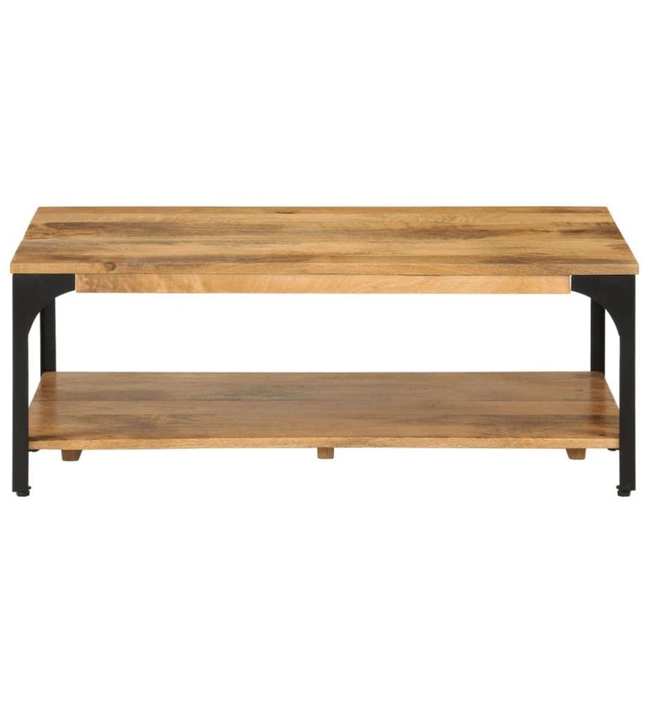 Table basse 2 niveaux 100x55x38cm bois manguier massif et acier