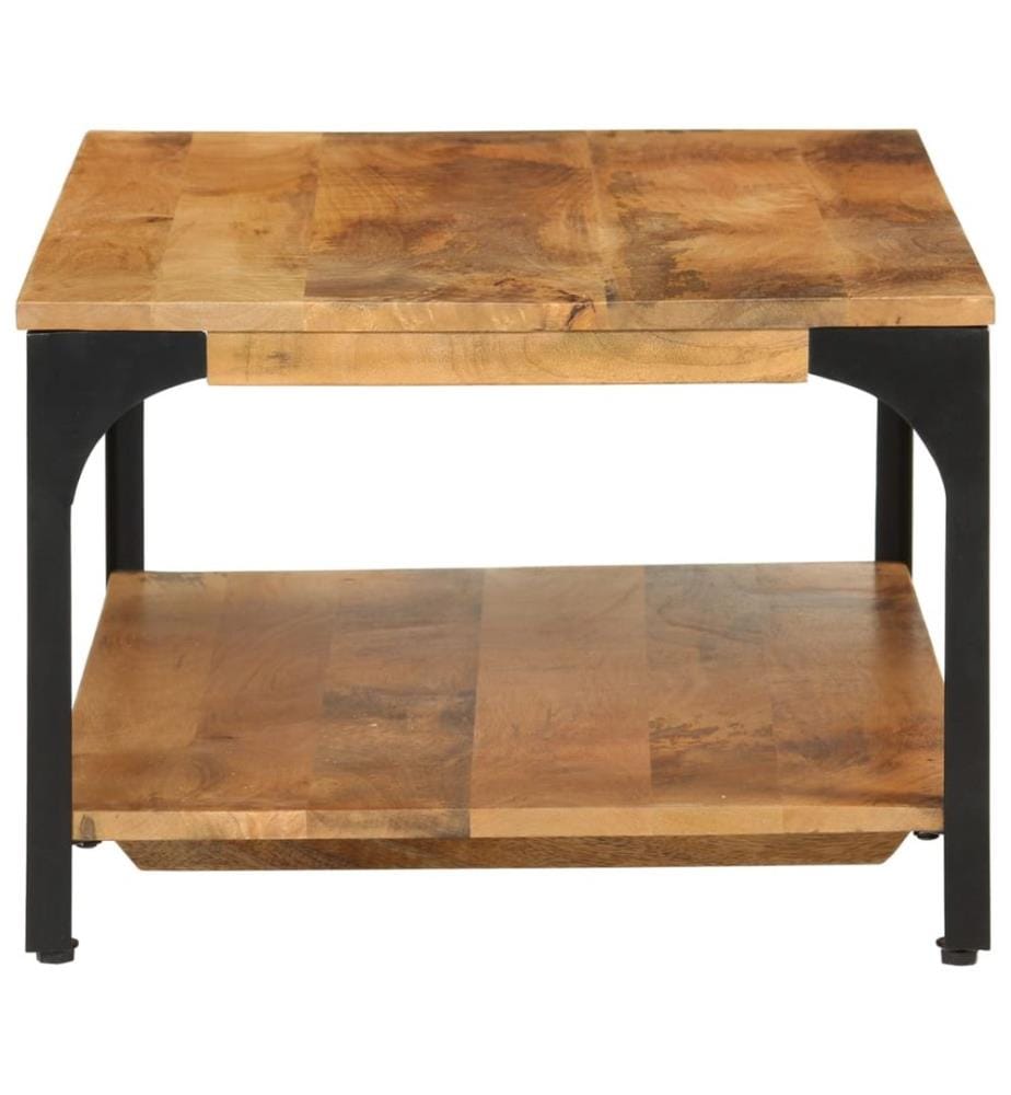Table basse 2 niveaux 100x55x38cm bois manguier massif et acier
