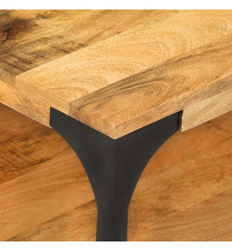 Table basse 2 niveaux 100x55x38cm bois manguier massif et acier
