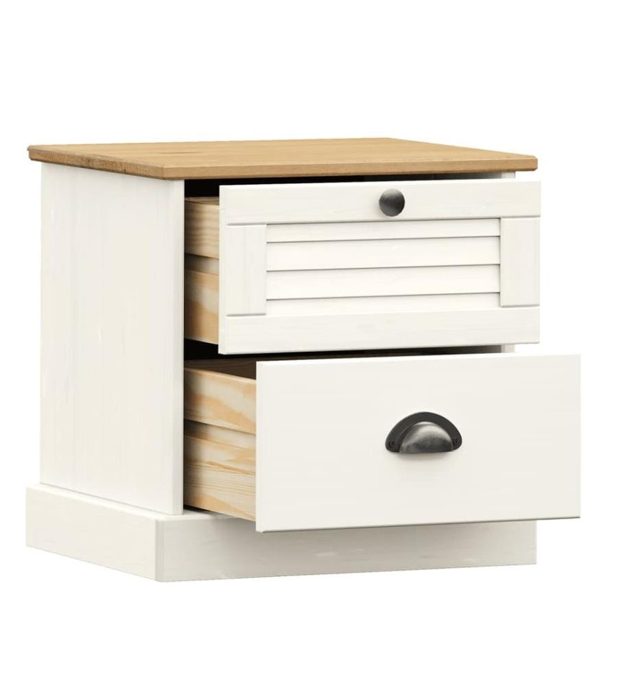 Table de chevet VIGO blanc 42x35x42 cm bois de pin massif