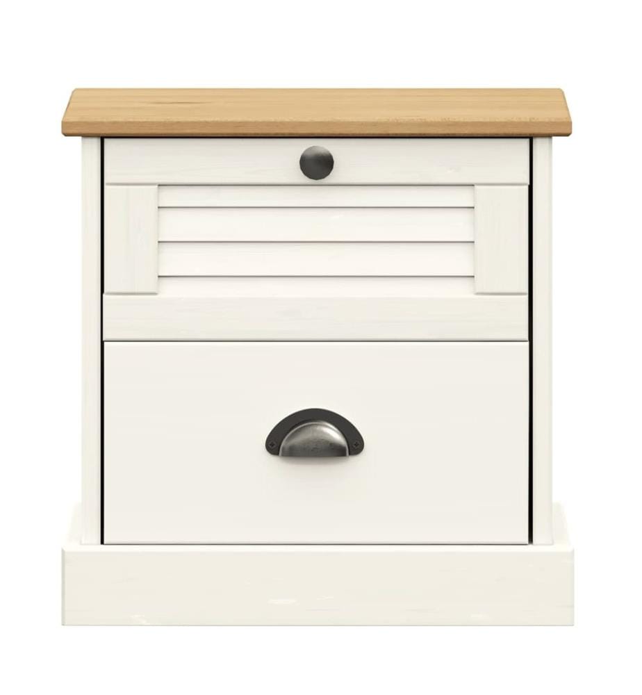 Table de chevet VIGO blanc 42x35x42 cm bois de pin massif