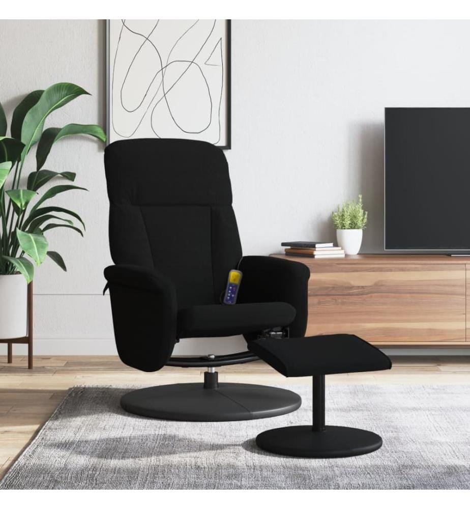 Massagesessel mit Fusshocker Schwarz Samt