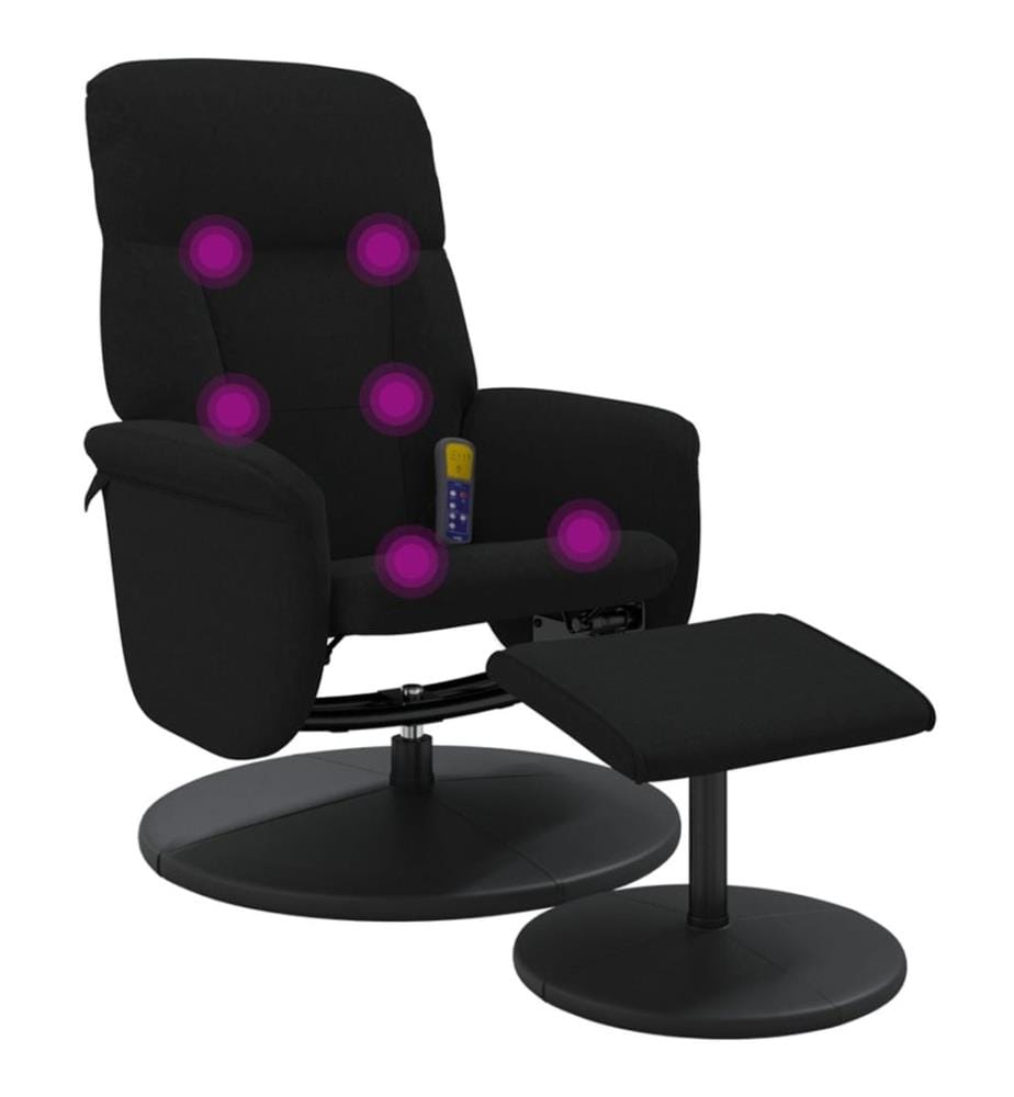 Massagesessel mit Fusshocker Schwarz Samt