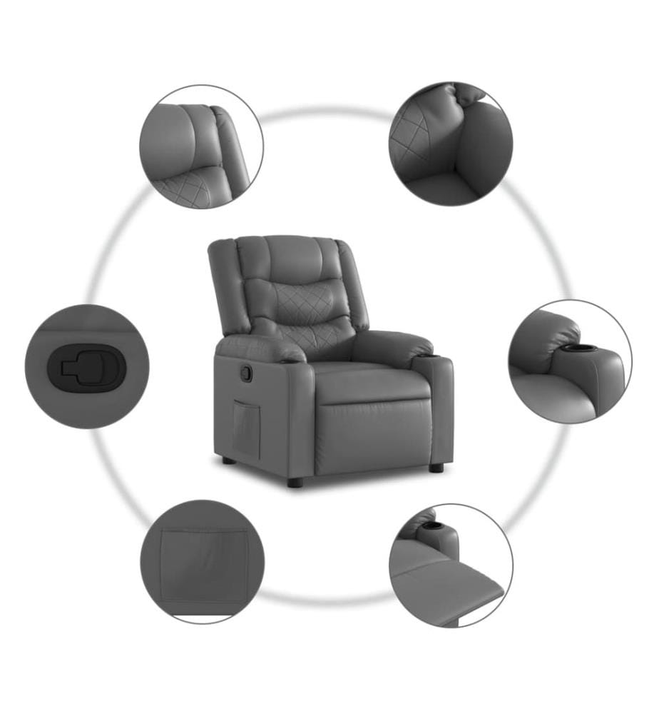Relaxsessel Grau Kunstleder