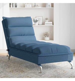 Massage-Chaiselongue mit Kissen Blau Stoff