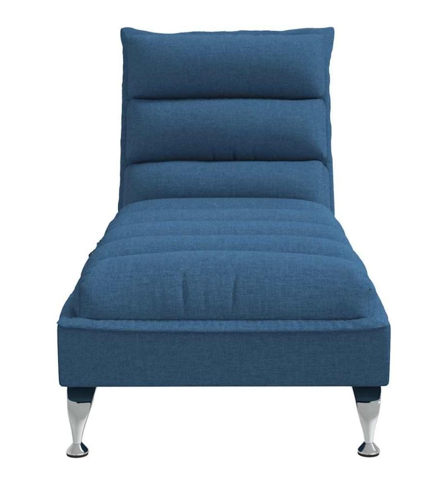 Chaise longue de massage avec coussins bleu tissu