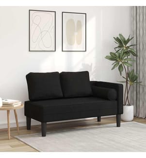 Chaiselongue mit Kissen Schwarz Stoff