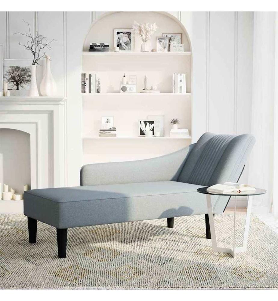 Chaiselongue mit Rechter Armlehne Hellgrau Stoff