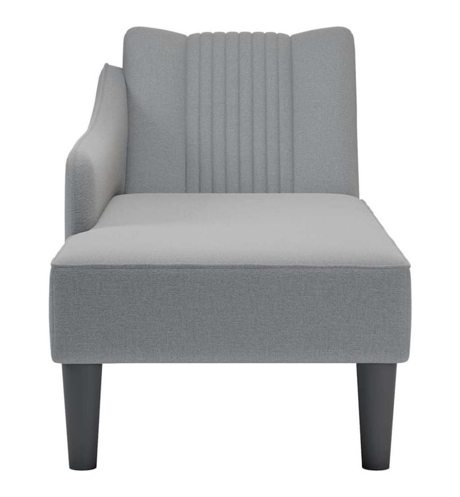Chaiselongue mit Rechter Armlehne Hellgrau Stoff