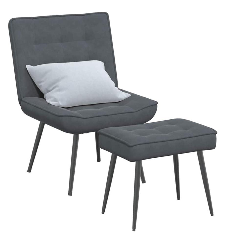 Relaxsessel mit Hocker Dunkelgrau Samt